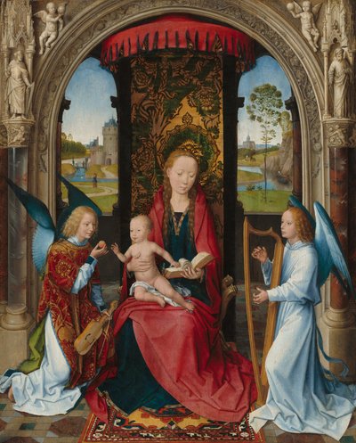 Madonna met Kind en twee engelen door Hans Memling